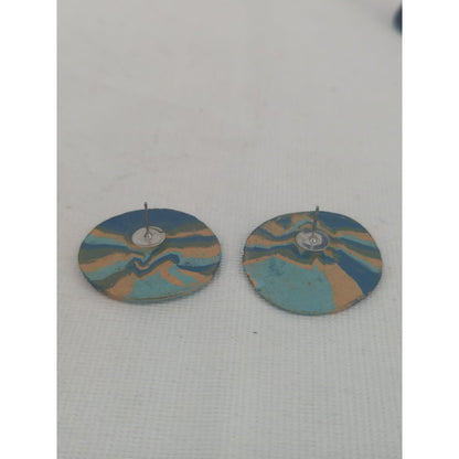 Vintage Mid-Century Modern Swirl Pattern Disc Post Earrings Retro Abstract Find