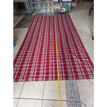 Vintage Holiday Rectangular tablecloth Red Sage Gold Cream striped 59" x 115