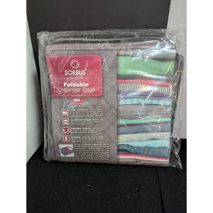 Sorbus Foldable Storage Bag Organizers Large Clear Window & Carry Handles 3-Pack