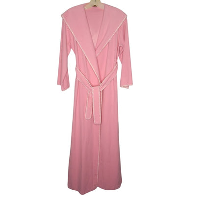 Vintage Vassarette Pink Velour Long Bathrobe Robe Small/Medium Whipstitch Detail
