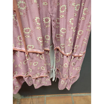 Paige Small Floral Pink dress Tiered Ruffled Boho Cottage Peasant cinch waist