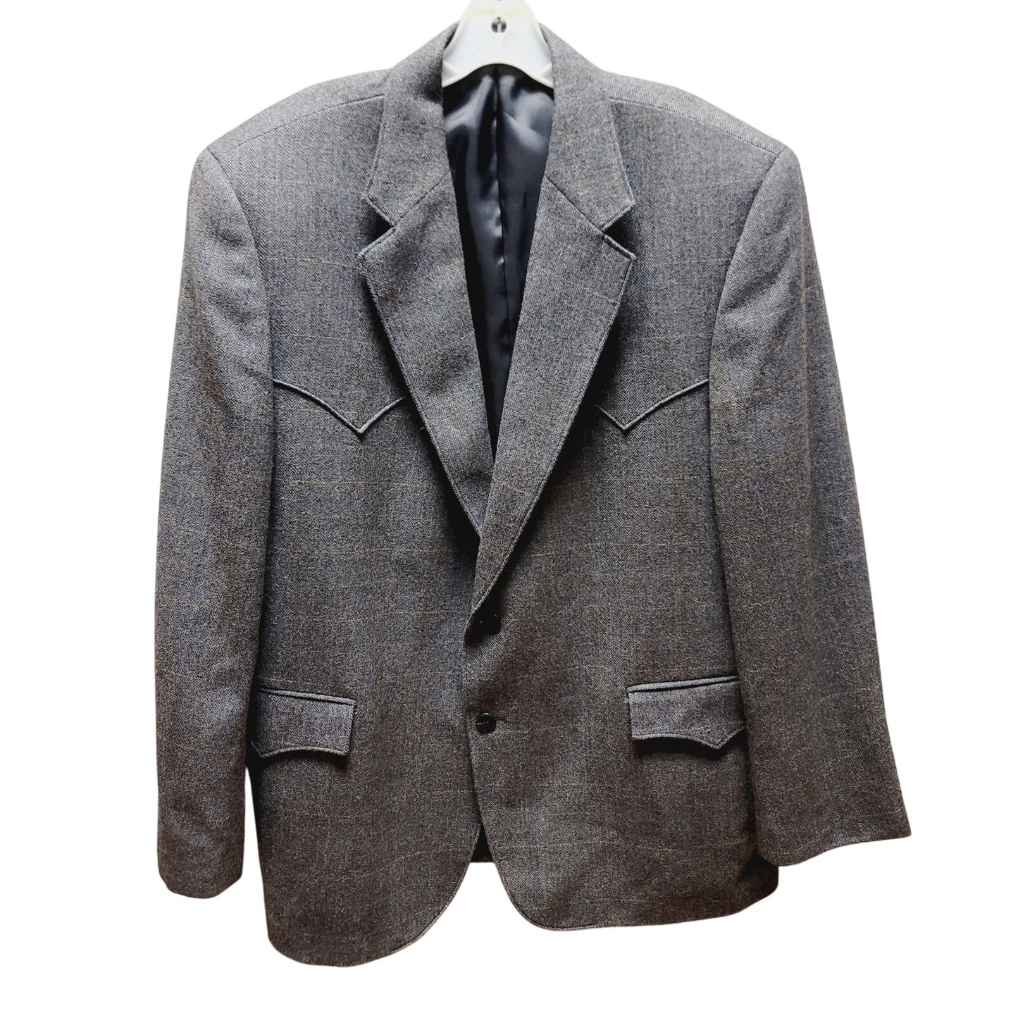 Circle S western Rockabilly Wool blazer Gray plaid 48Reg jacket coat  Mens