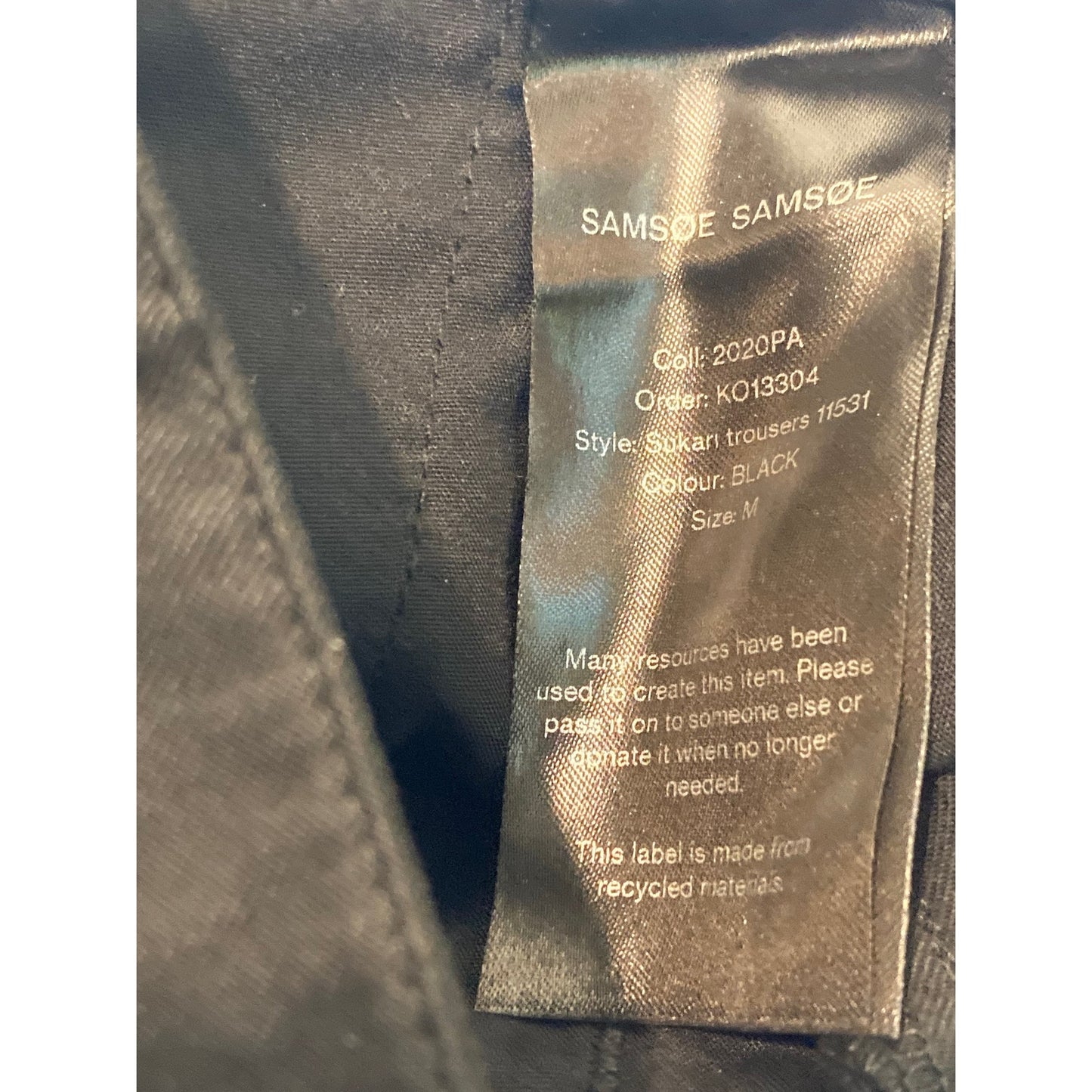 NWT Samsoe Sukari Trousers Cargo Utility Pants 11531 Sz Medium in Black