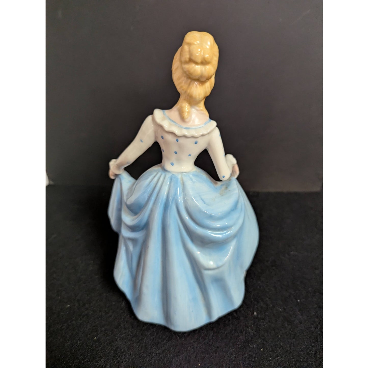 Vintage Blue and White Gown Lady Figurine Kitschy Porcelain Figurine