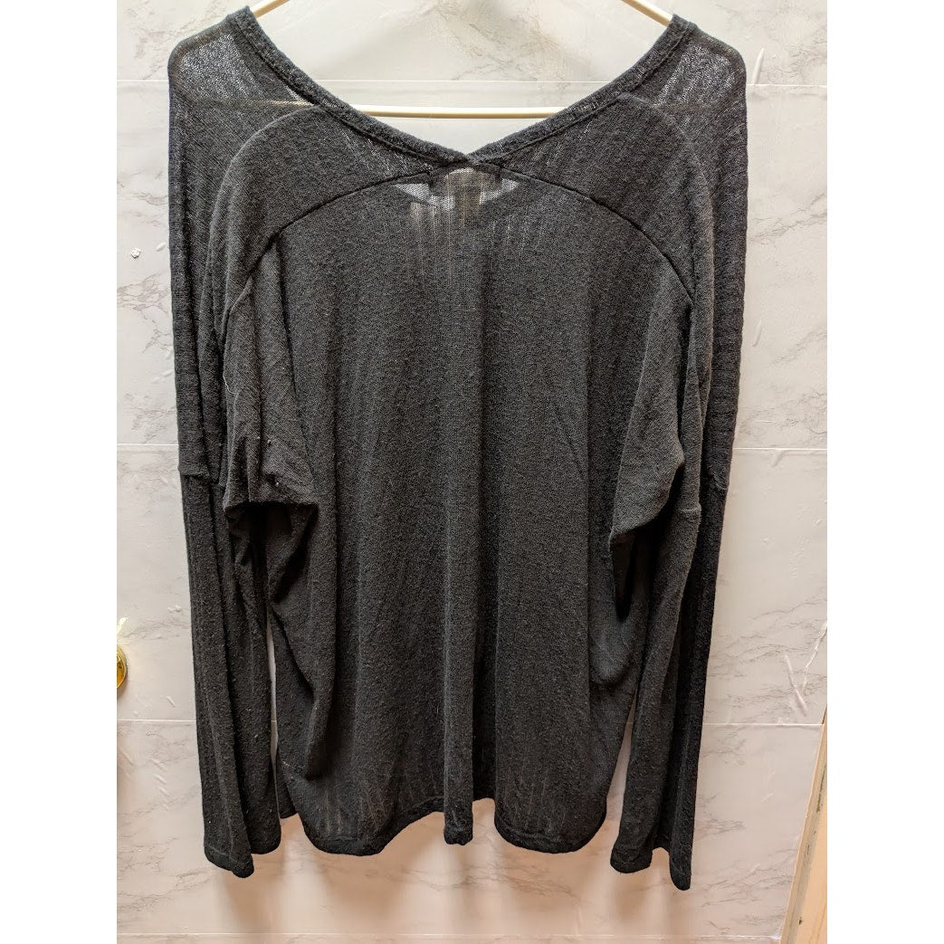treasure & bond black lightweight knit long sleeve scoop neck sweater Size Large