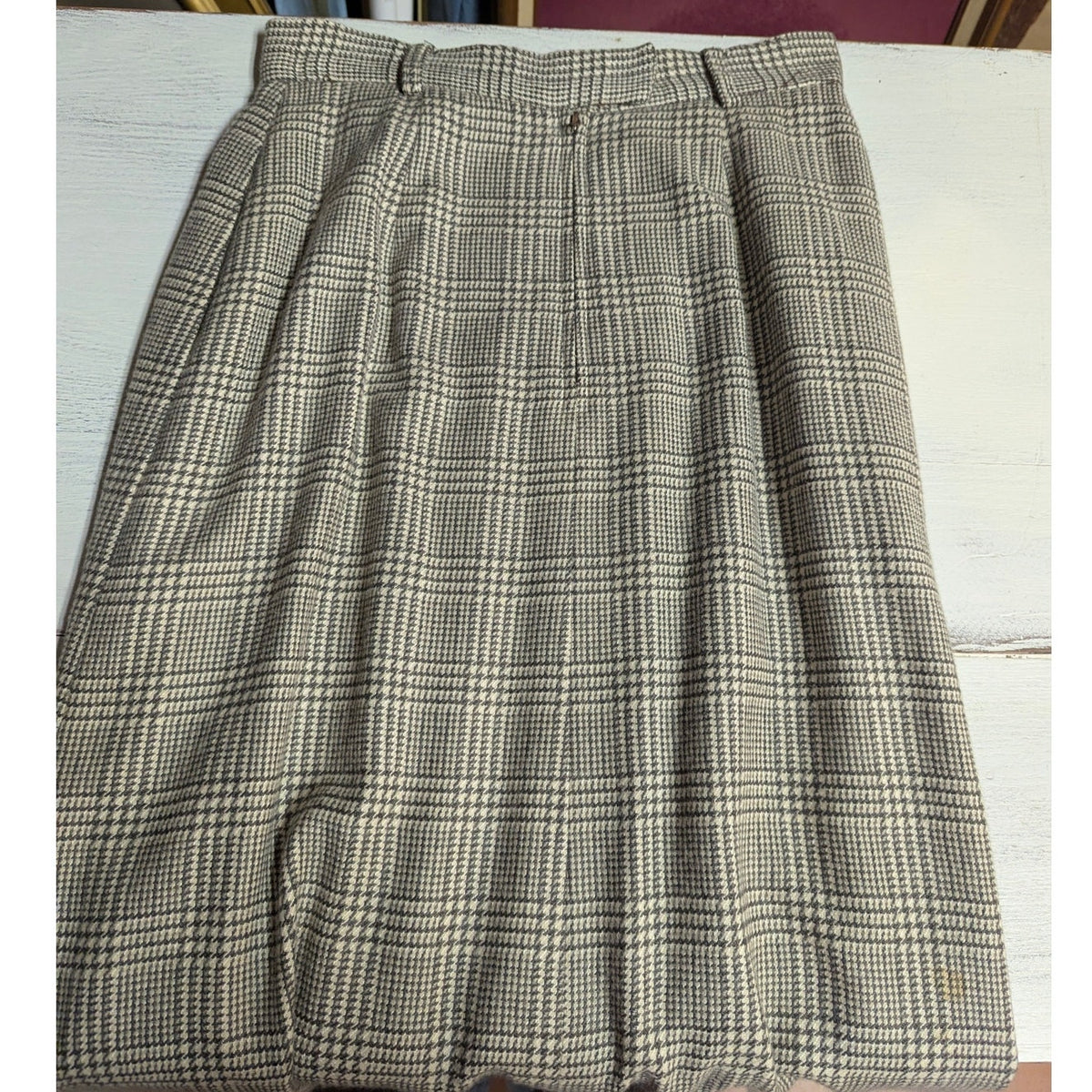 Vintage Plaid Wool Midi Skirt Small Academic Quiet Luxury 90s Vintage equestrian
