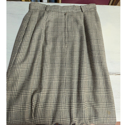 Vintage Plaid Wool Midi Skirt Small Academic Quiet Luxury 90s Vintage equestrian