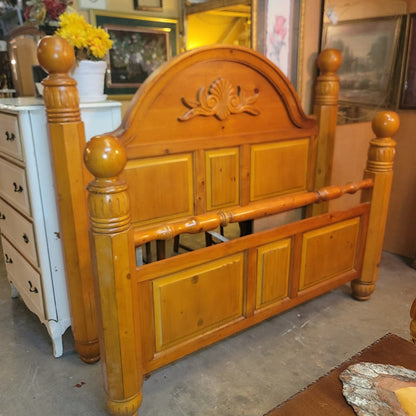 Secondhand Sandies: Queen Pine Turned Posts French Country Headboard Footboard Set
