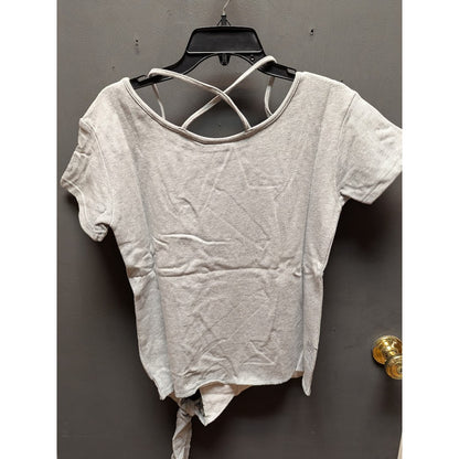 SOUTHERN GIRL PREP light marled gray sweatshirt short sleeve tie front crassback