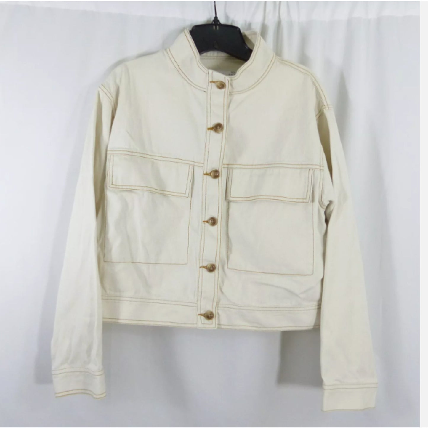 Ten Sixty Sherman Crop utility jacket ivory canvas Size Large NEW Pockets Travel