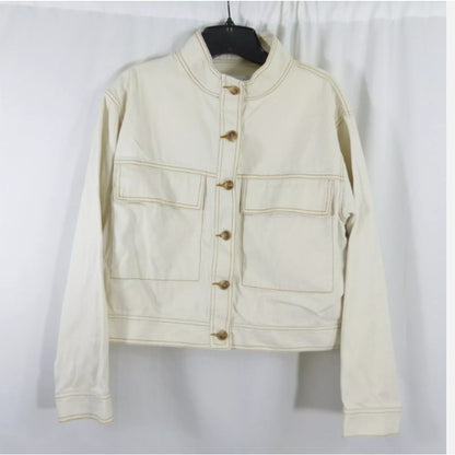 Ten Sixty Sherman Crop utility jacket ivory canvas Size Large NEW Pockets Travel