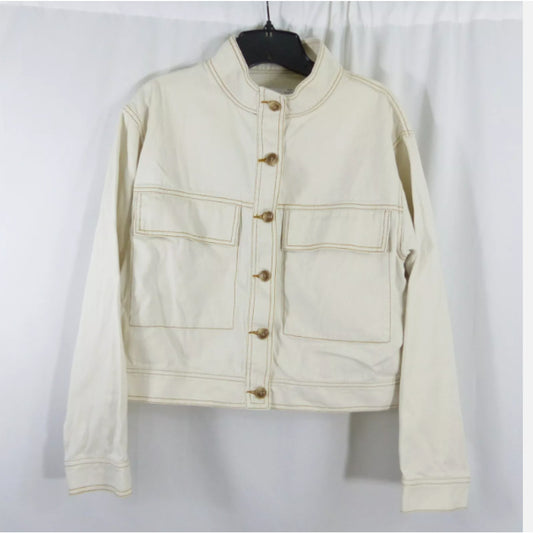Ten Sixty Sherman Crop utility jacket ivory canvas Size Large NEW Pockets Travel