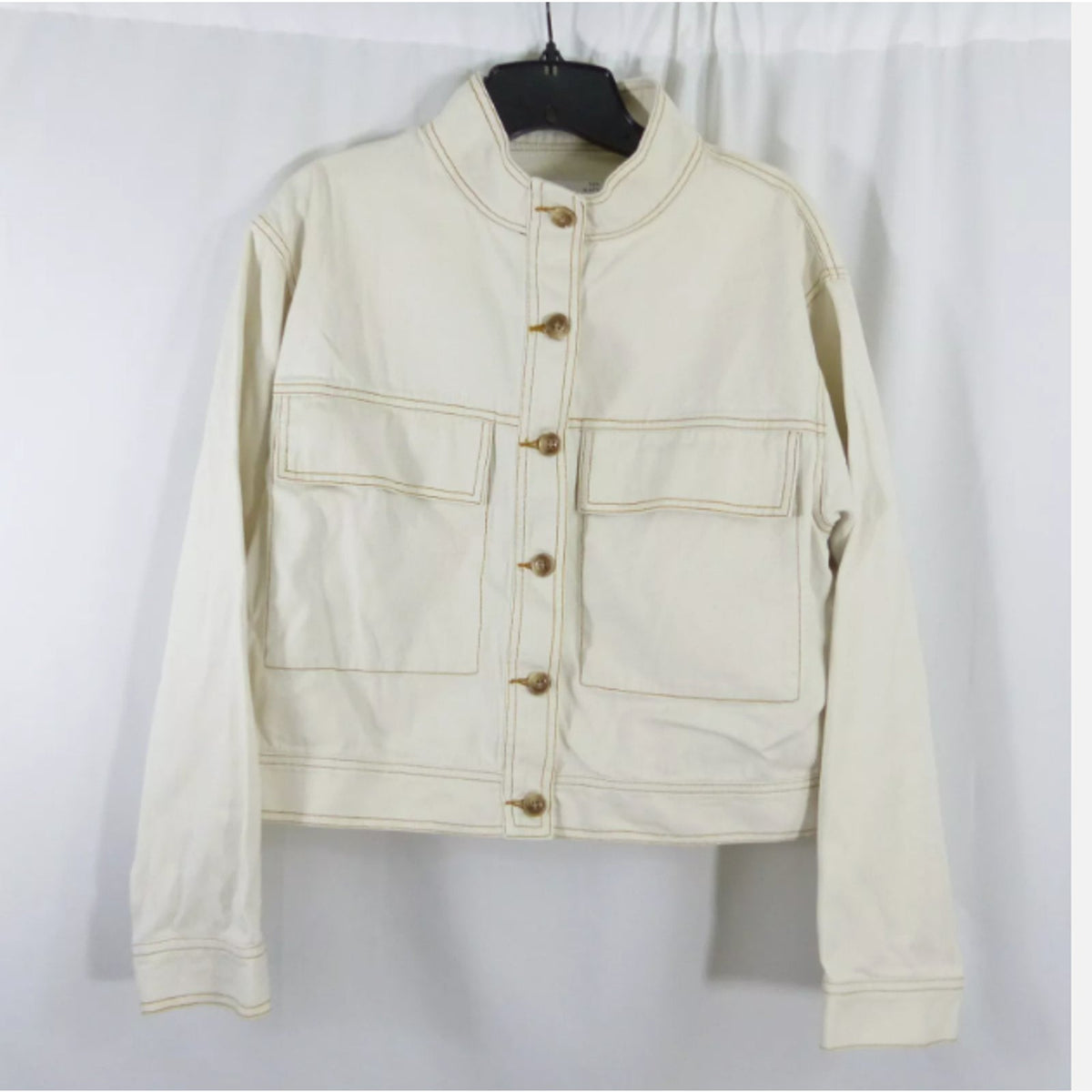 Ten Sixty Sherman Crop utility jacket ivory canvas Size Large NEW Pockets Travel
