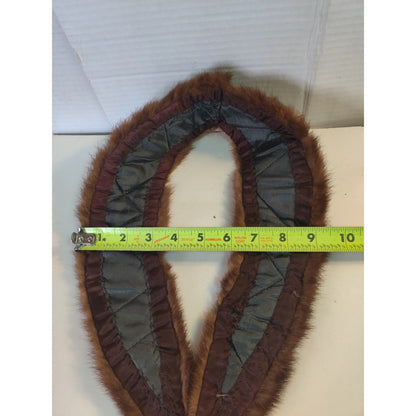 Vintage Brown Real Fur Collar Wrap Stole Coat Collar Craft