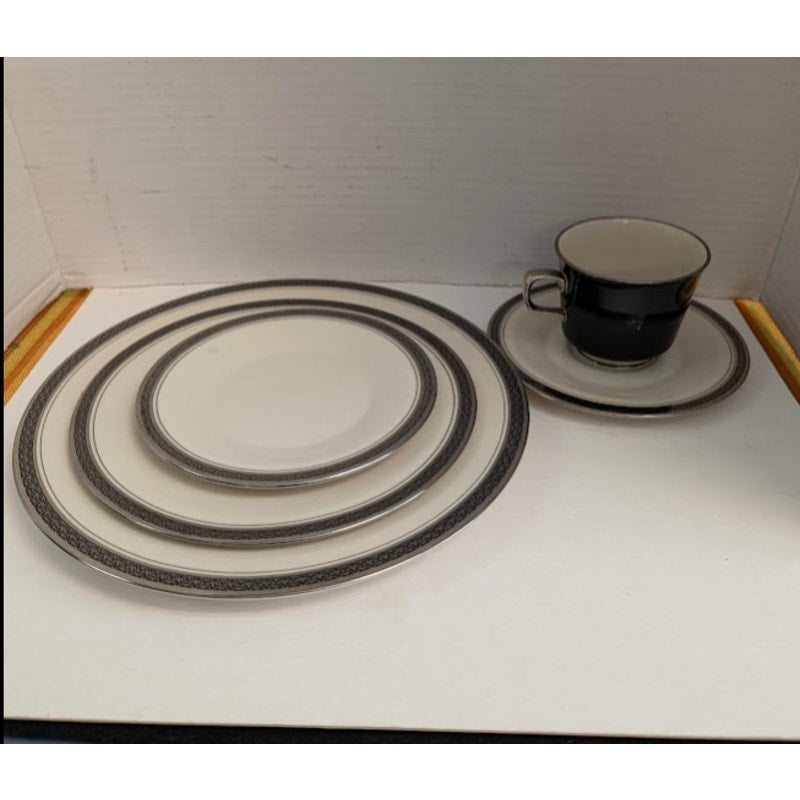 Vintage Discontinued Black Band 5 Pc. Place Setting Indigo Franciscan China Set