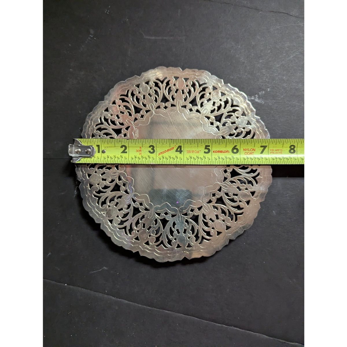 Vintage Silverplate Monogram F Pierced Filigree Denmark Trivet