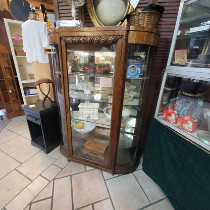 Secondhand Sandies: Bowfront Glass Oak Display Cabinet 42"x57"