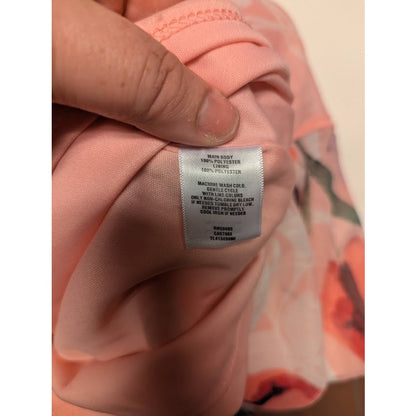 NEW Leith Size XXS midi skirt floral Pink sparkle with faux side buttons summer