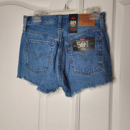 NEW Levis 501 Blue Jean Cut off Ripped Destroyed High Rise Shorts Size 25