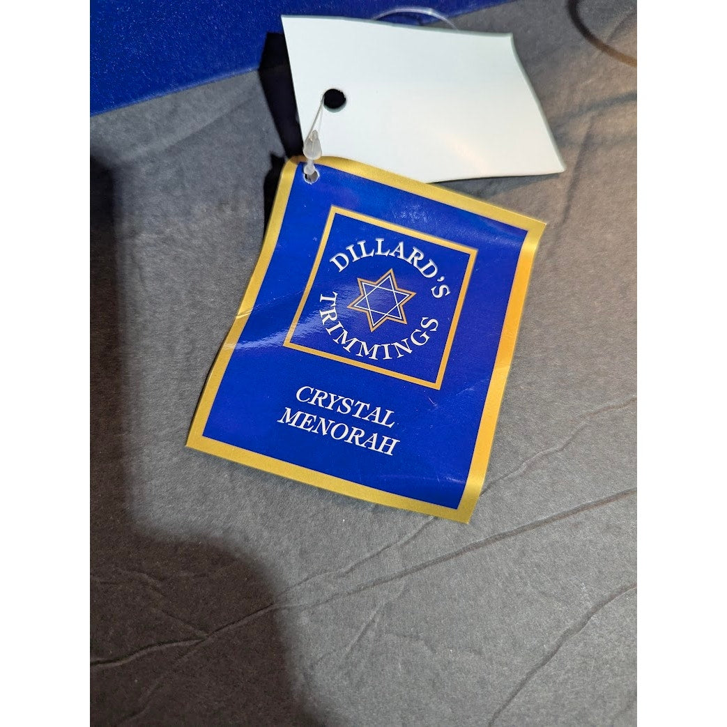 Elegant Traditional Dillard's Blue Crystal Star of David Menorah