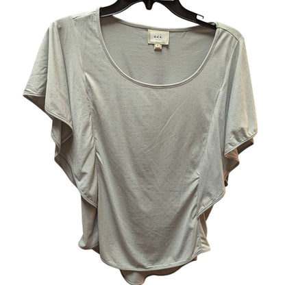 ECI Flutter Sleeve Scoop Neck Blouse Womens Small Light Grey Smocked Back Top