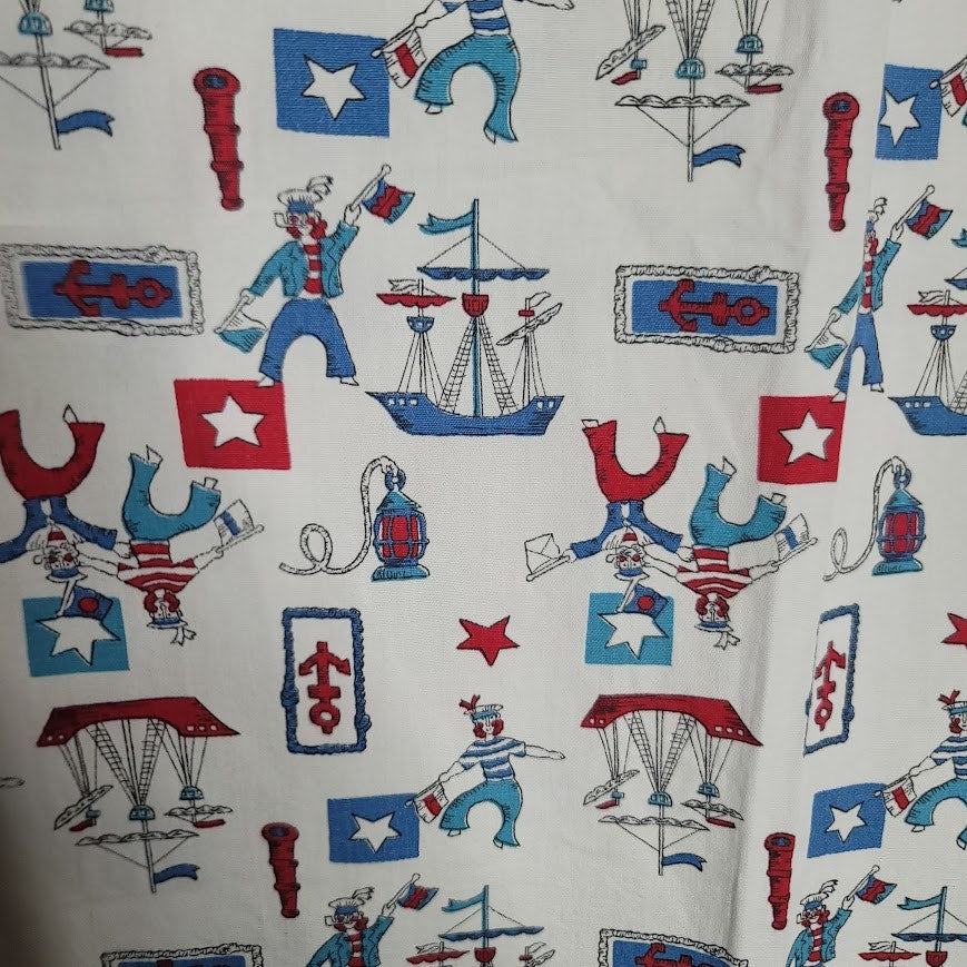 VINTAGE set of 4 YOUTH Curtains drapes 40" w x 54.5" L CIRCUS  Red white blue