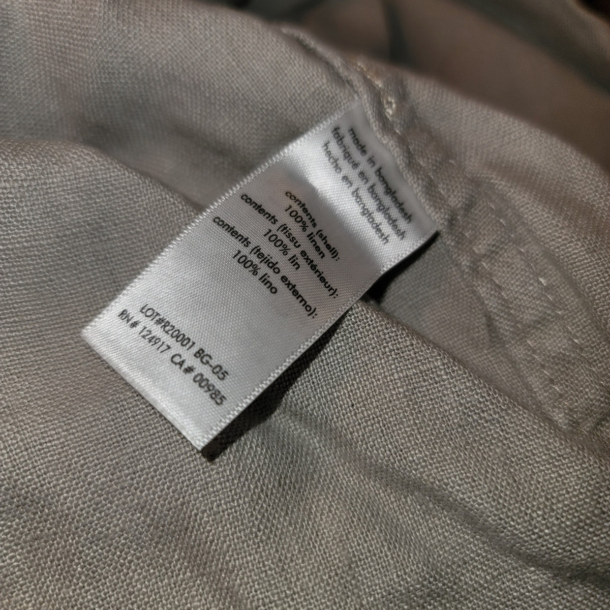 Onia Linen Safari Jacket Men Size Medium Missing a button Overshirt Greenish Tan