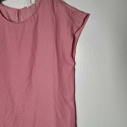 Pleione Pink Polka Dot Cap Sleeve Keyhole Blouse Size 1X NWT