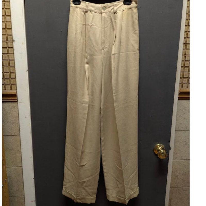Vintage INC International Concepts 100% Silk Pleated High Waist Cuffed Pants 8