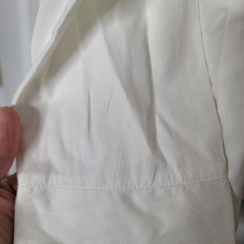 Talbots Large Buttons 16 White Ribbed Blouse Long Sleeve Cotton Blouse Top