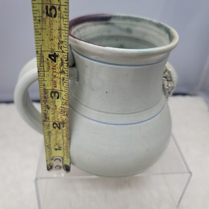 Wakulla Clay '86 Art Pottery Studio coffee tea mug blue cream Seashell