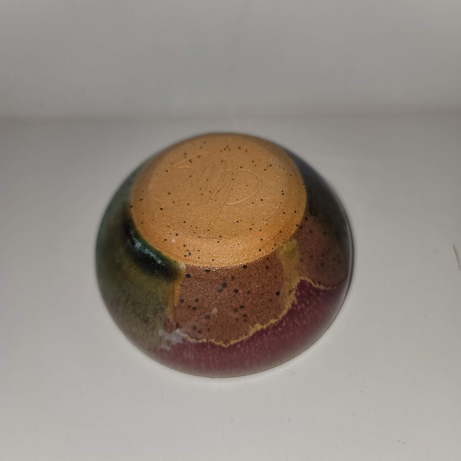 handmade Pottery mini bowl signed Dipping Sauce Condiment Small 3 1/4" Clay