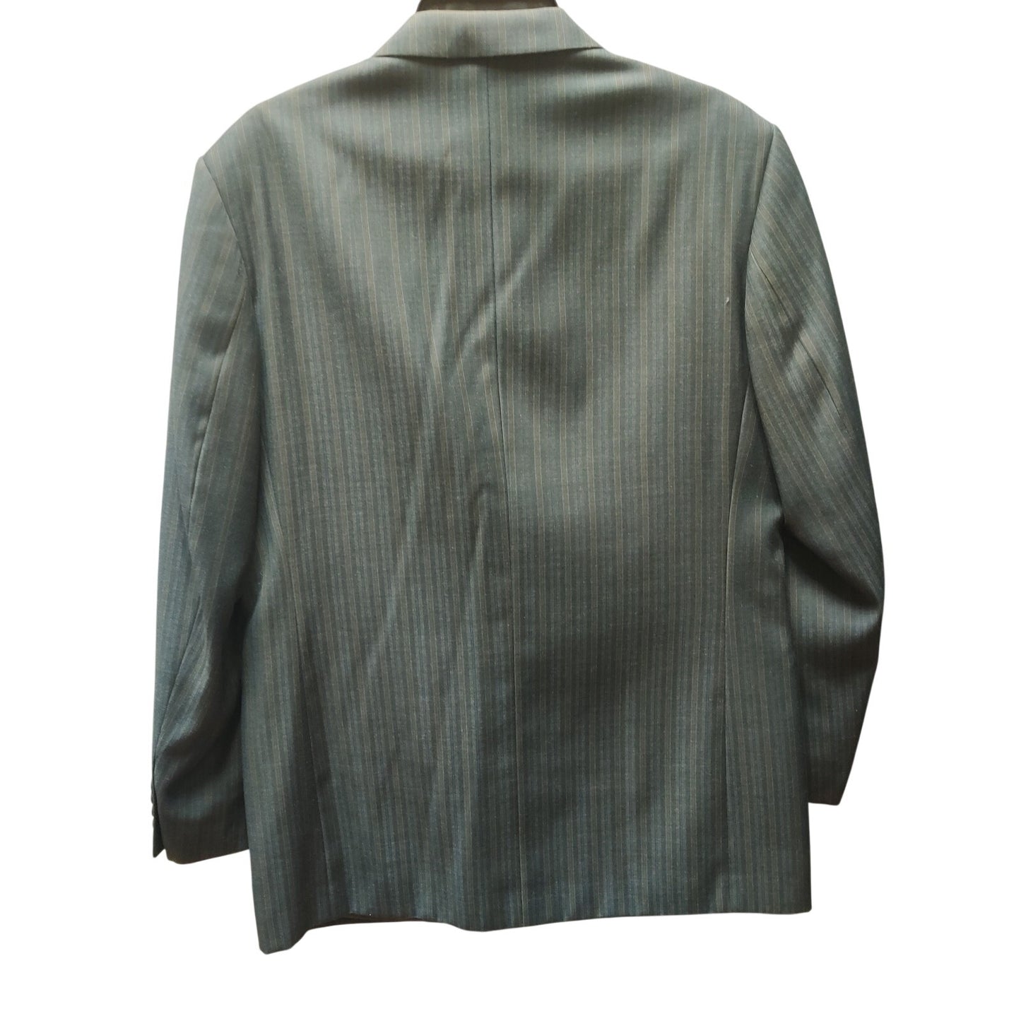 Vintage Elite Mens Pinstripe Suit 40R Gray Single Breasted Dark Academia Power