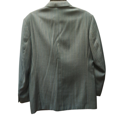 Vintage Elite Mens Pinstripe Suit 40R Gray Single Breasted Dark Academia Power
