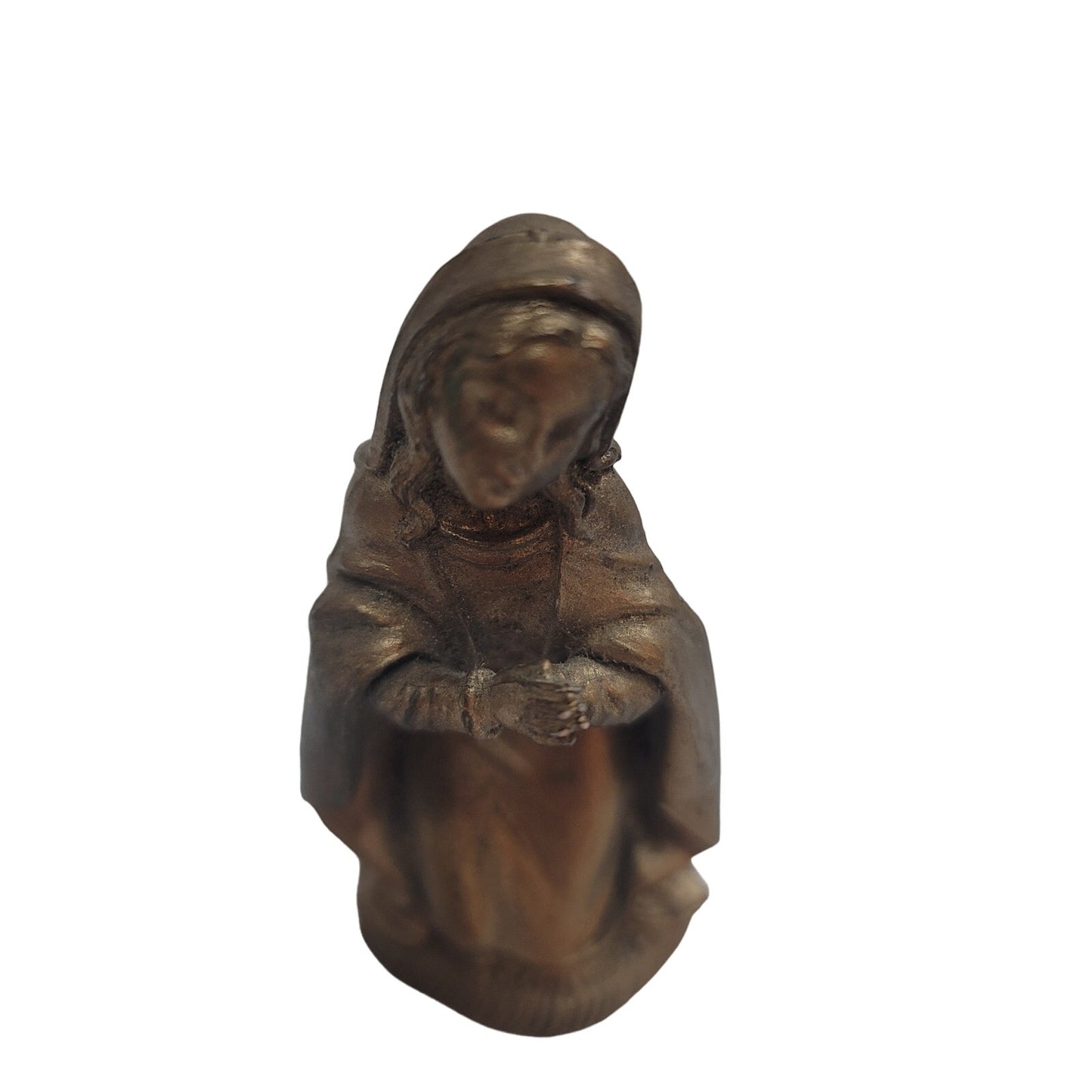 Depose Italy MARY  nativity bronze color figurine 3" Religious Praying