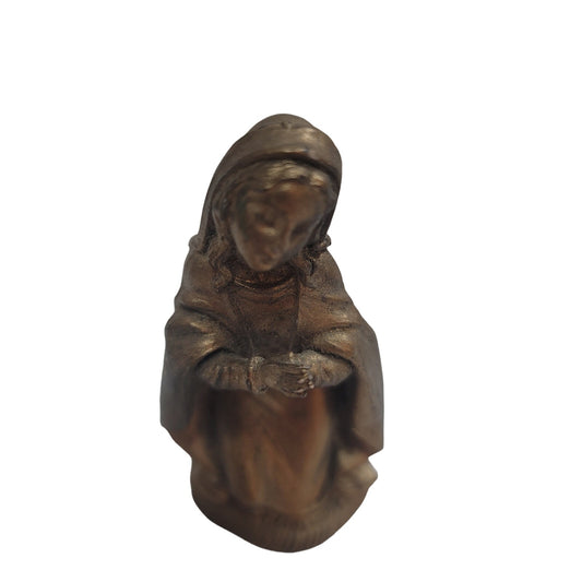 Depose Italy MARY  nativity bronze color figurine 3" Religious Praying