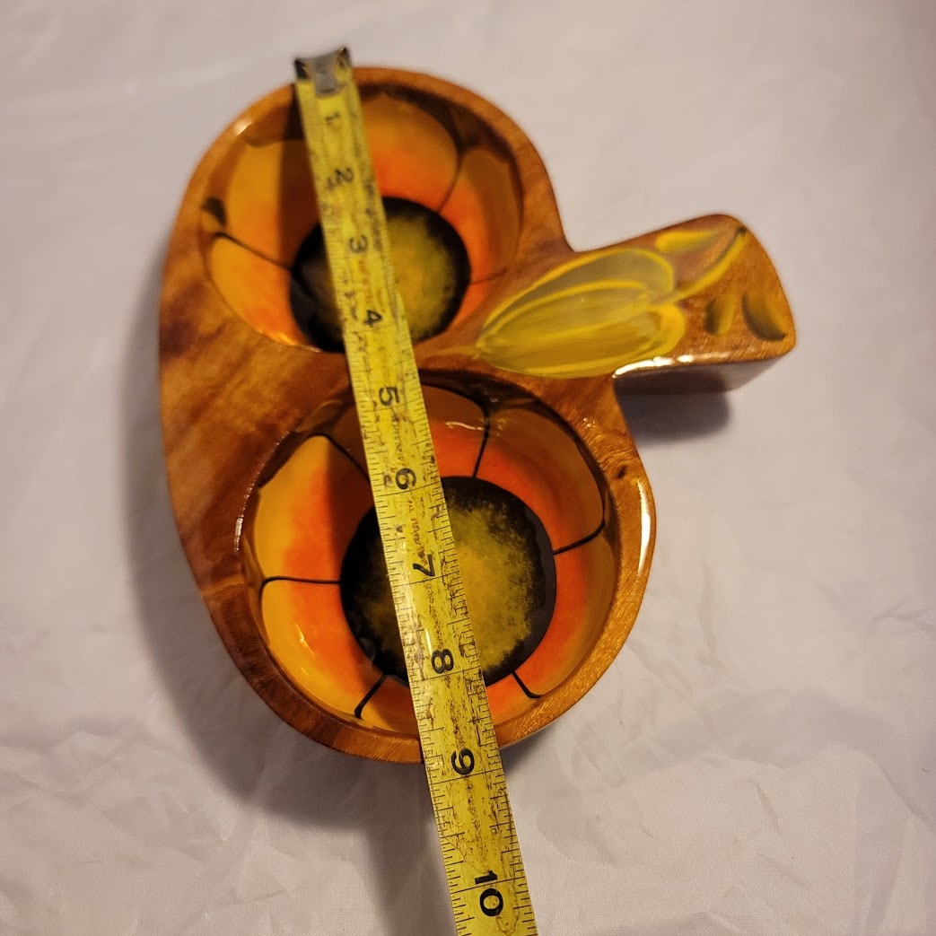 Mexican Handmade Hand painted Double Compartment Nuts olives SNACK Bowl Floral