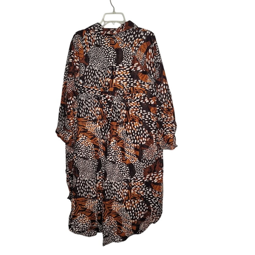 Step In Style Heavy Cotton One Size Plus Long Sleeve Dress Tribal African Print