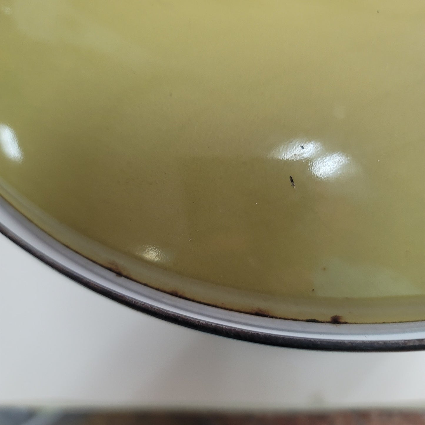 Catherine Holm Large covered pot handles green cream MCM 4 qt. dutch oven enamel