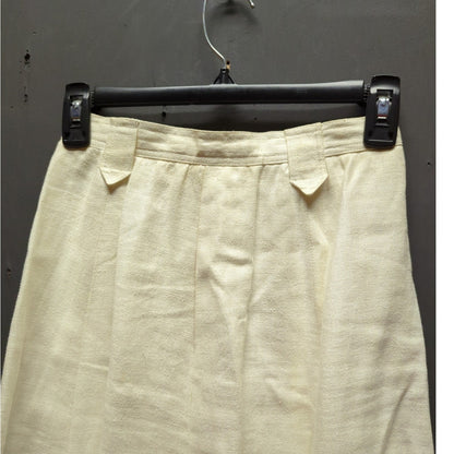 Vintage Liz Claiborne Cream Linen Full Circle Midi Skirt Petite 4 Prairie Boho