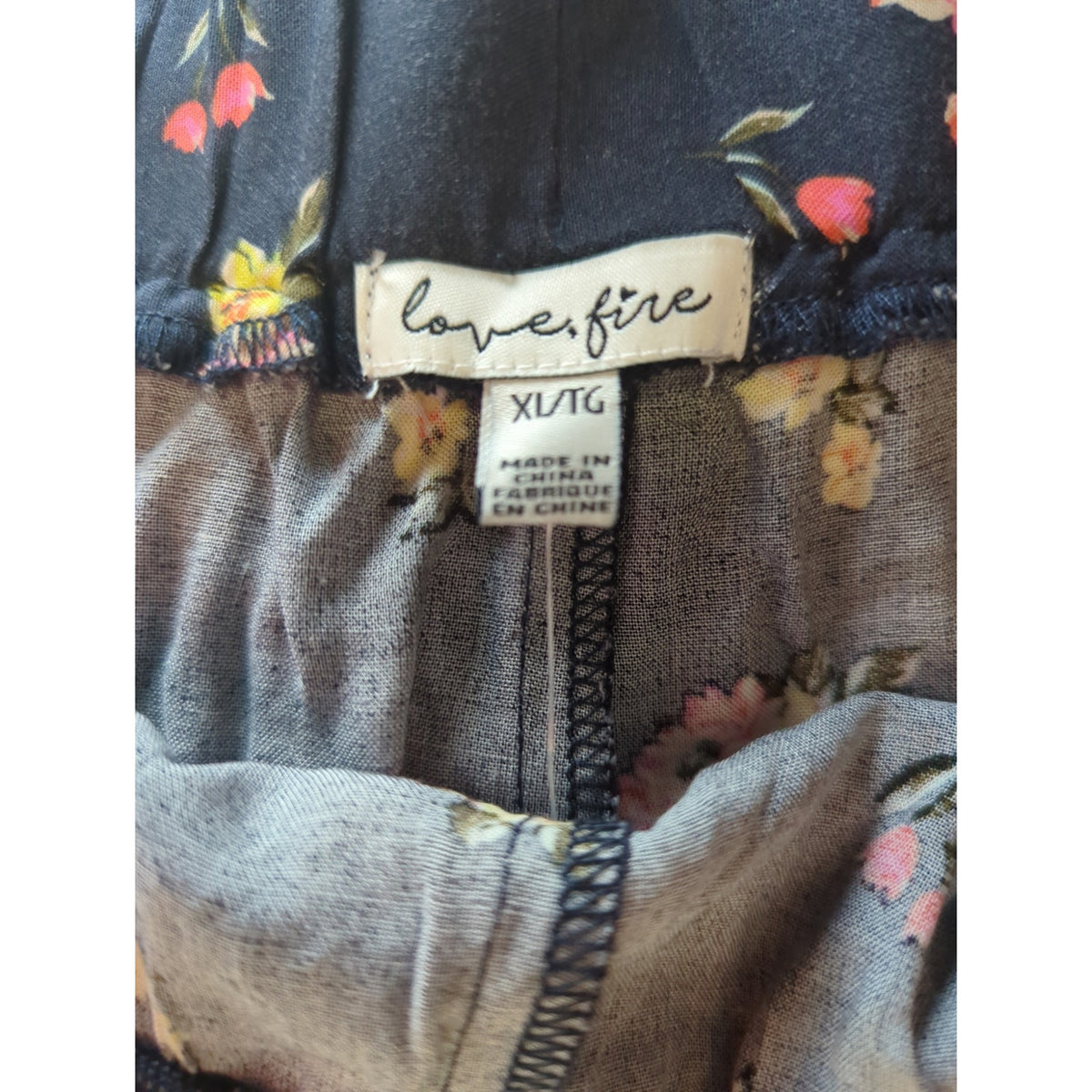 Love Fire XL Shorts Ruffle Hem Pull on Blue Floral Coquette soft girl cottage