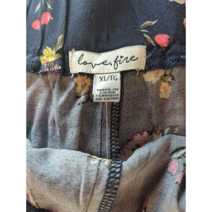 Love Fire XL Shorts Ruffle Hem Pull on Blue Floral Coquette soft girl cottage