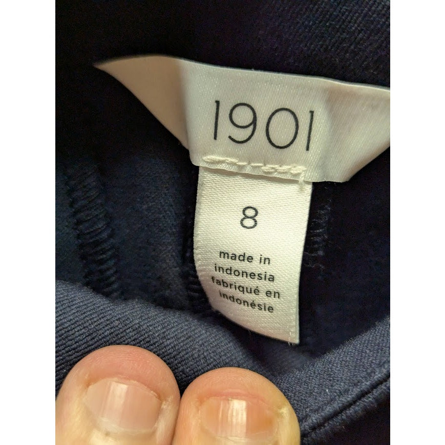 Nordstrom NEW pullon 1901 Navy Night Size 8 Cropped Stretchy Pants slacks