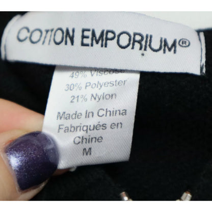 Cotton Emporium Full Zip Hooded Viscose Blend Gray Jacket BLACK $82 MEDIUM
