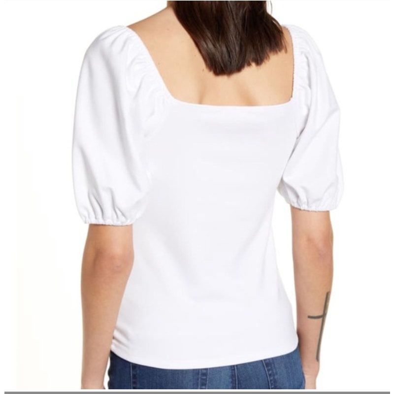Clelsea28 Nordstrom puff sleeve t-shirt White Size Small NEW Casual Lightweight