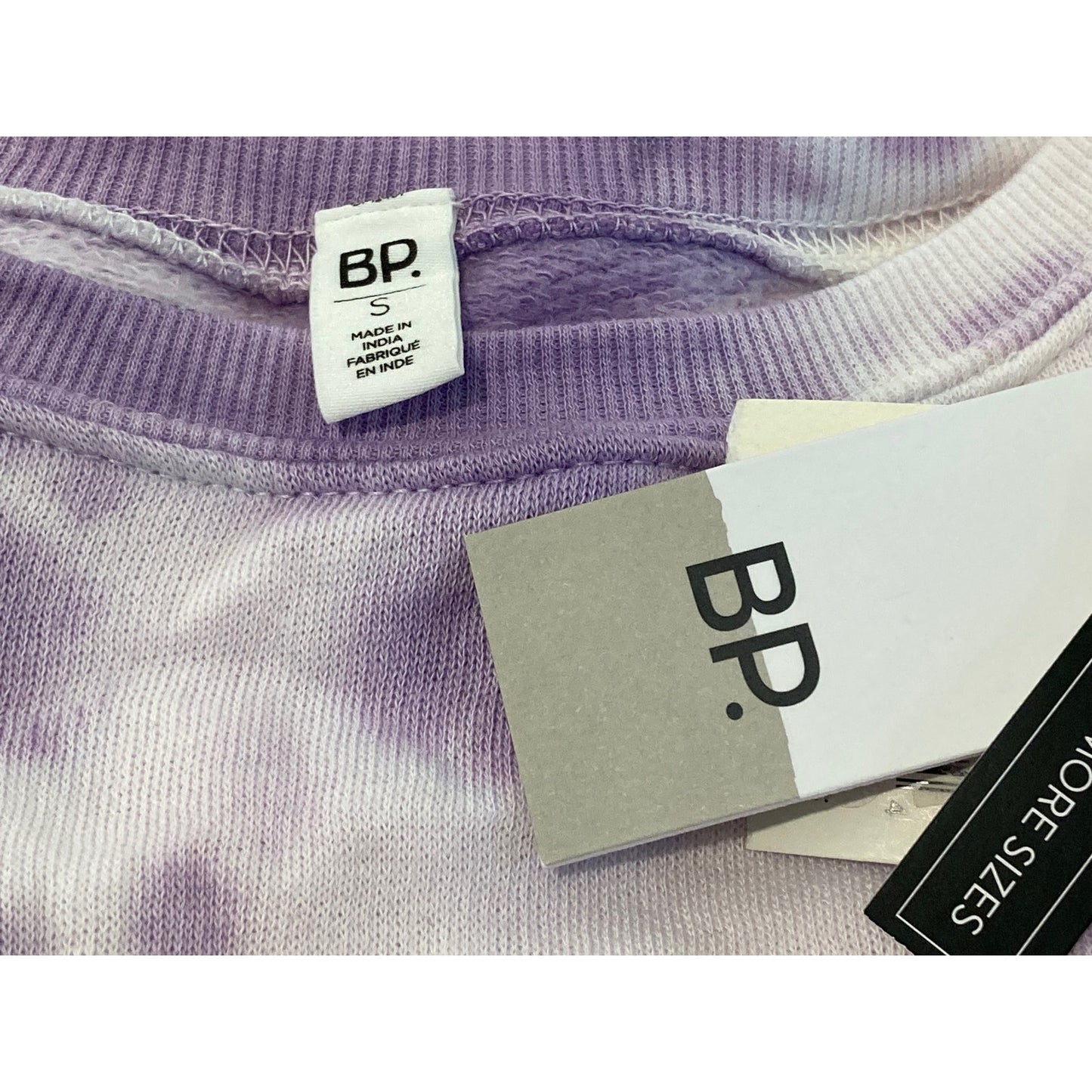 BP Tie Dye Peplum Waist Sweatshirt Top Size Small in Purple and White NWT