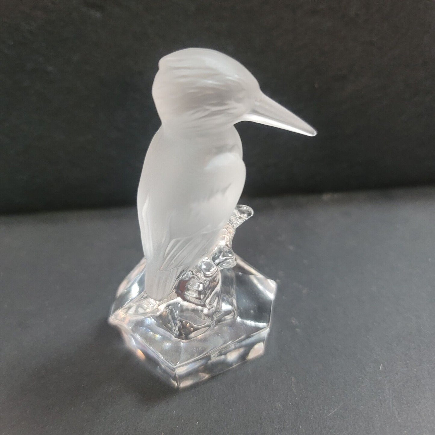 Nachtmann Goebel KINGFISHER BIRD frosted clear Glass Figurine Signed 24% Lead