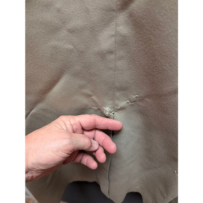 Custom Made Mandarin Collar Long Coat Tan Khaki Structured Minimalist Waistcoat