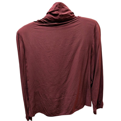 Christian Dior Cowl Neck Long Sleeve Top Size 6 Small Burgundy 100% Silk Blouse