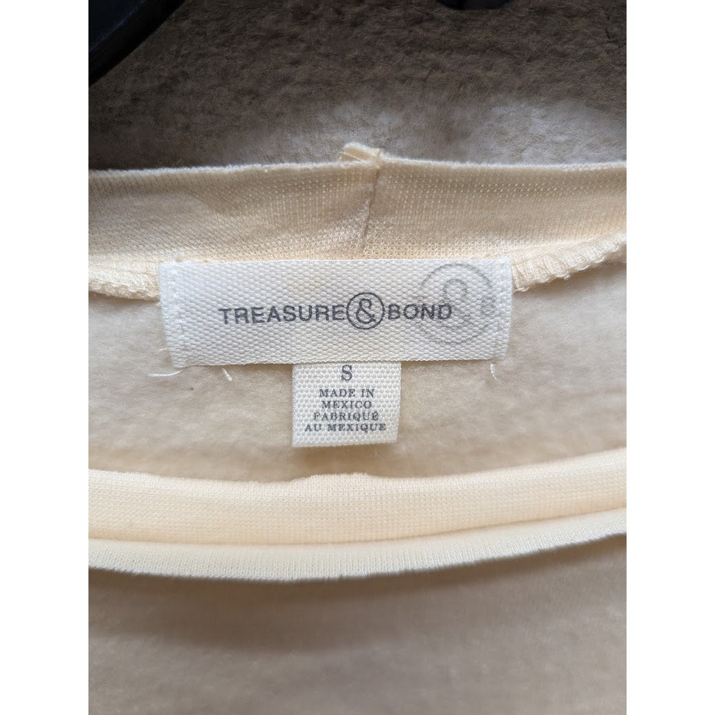 Treasure & Bond SMALL Tan Bleached Long Sleeve Crew Neck Pullover Sweatshirt